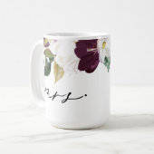 Moody Lila Blooms Calligraphy Mrs. wedding day Kaffeetasse (Vorderseite Links)