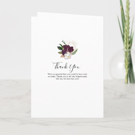 Moody Lila Blooms geklappt Hochzeit Programm (Rückseite)