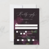 Moody Lila Blooms Gothic Wedding RSVP Karte (Vorderseite)