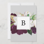 Moody Lila Blooms | Graue Hochzeit von Einladung (Rückseite)