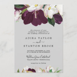 Moody Lila Blooms | Grey Formal Wedding Einladung