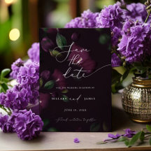 Moody Lila Blooms Kalligrafie Save the Date
