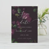 Moody Lila Blooms Kalligrafie Save the Date Einladung (Stehend Vorderseite)