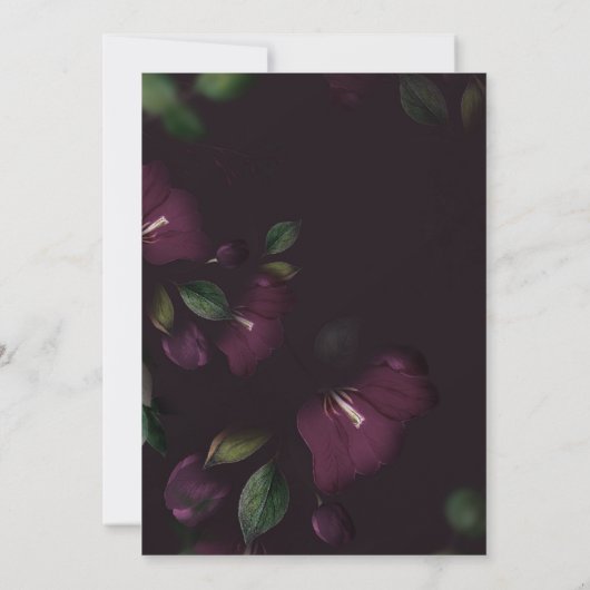 Moody Lila Blooms Kalligrafie Save the Date Einladung (Rückseite)