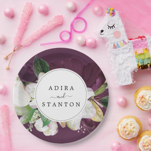 Moody Lila Blooms | Pflaumenkuchen Pappteller (Party)