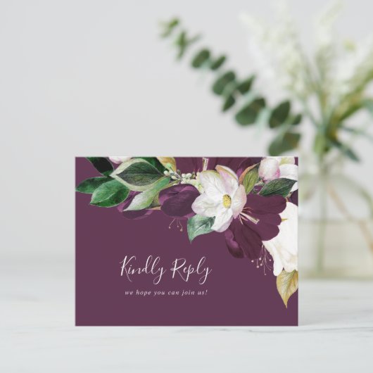 Moody Lila Blooms Pflaumenmenü UAWG Postkarte (Stehend Vorderseite)