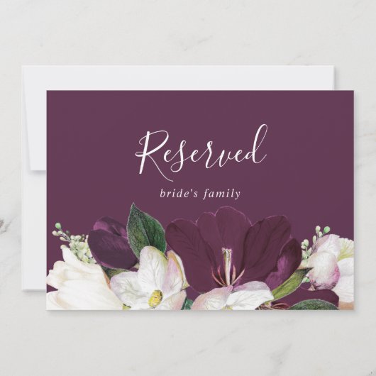 Moody Lila Blooms | Pflaumenreserviertes Zeichen (Rückseite)