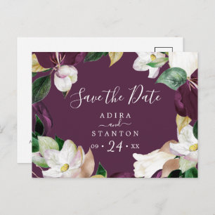 Moody Lila Blooms   Plane Save the Date Postkarte