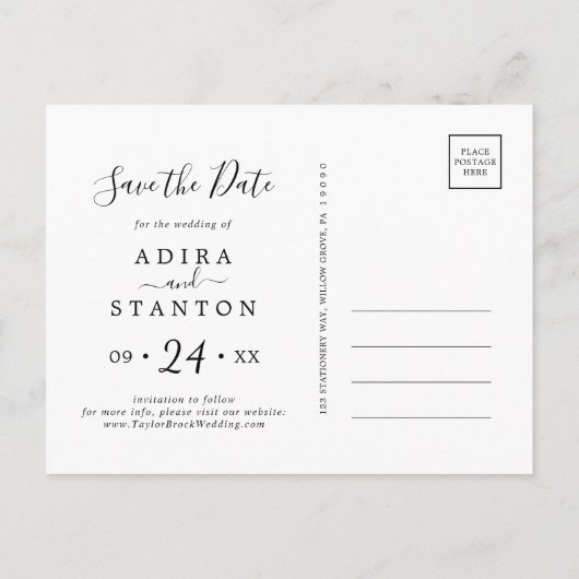 Moody Lila Blooms | Plane Save the Date Postkarte (Rückseite)