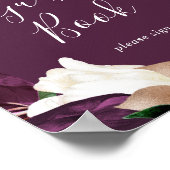 Moody Lila Blooms | Plum Guest Book Sign Poster (Ecke)