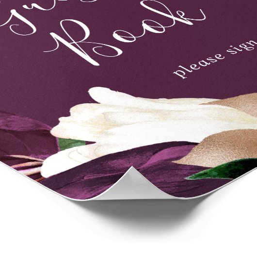 Moody Lila Blooms | Plum Guest Book Sign Poster (Ecke)