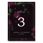 Moody Lila Blooms | Schwarze Muster Tischnummer (Vorderseite)