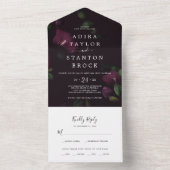 Moody Lila Blooms | Schwarze Musterhochzeit All In One Einladung (Innen Boden)