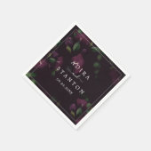 Moody Lila Blooms | Schwarze Musterhochzeit Serviette (Ecke)