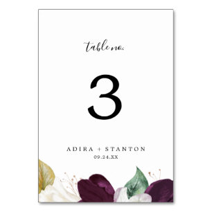 Moody Lila Blooms Tischnummer