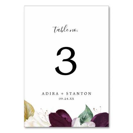Moody Lila Blooms Tischnummer (Rückseite)