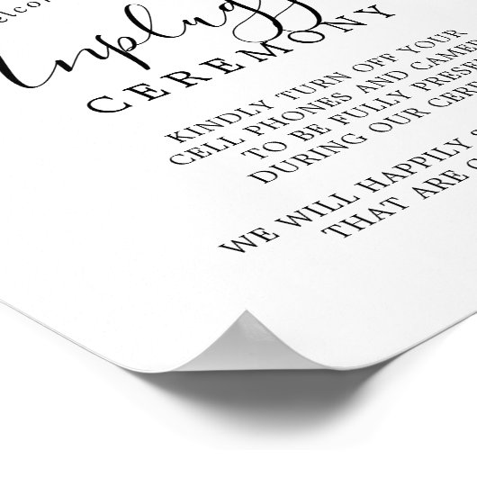 Moody Lila Blooms Unplugged Zeremony Sign Poster (Ecke)