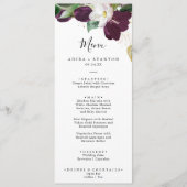 Moody Lila Blooms Wedding Dinner Menu Menükarte (Vorderseite)