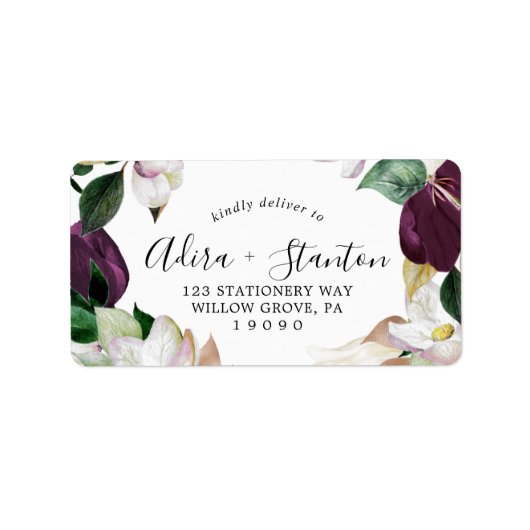 Moody Lila Blooms Wedding RSVP Address Labels Adressaufkleber (Vorne)