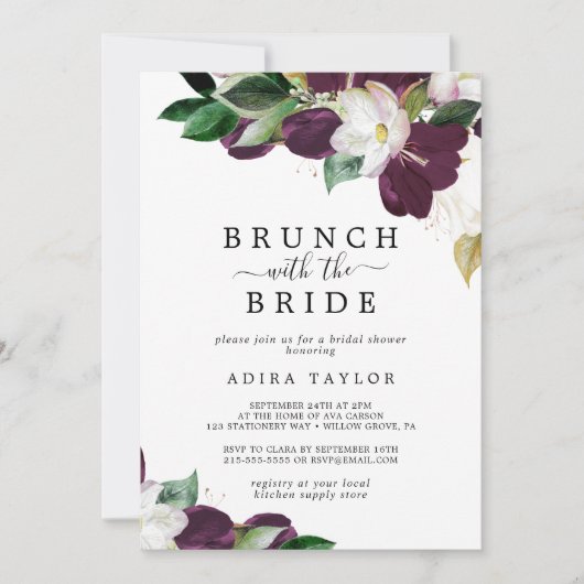 Moody Lila Brunch mit Bride-Brautparty Einladung (Vorderseite)