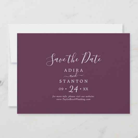 Moody Lila Coordinate Plum Horizontal Save The Date (Vorderseite)