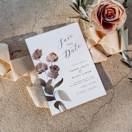 Moody Lila Floral Wedding Save the Date Einladung