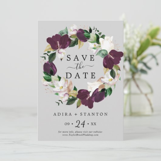 Moody Lila Gray Ankündigung Datum freihalten Card (Stehend Vorderseite)