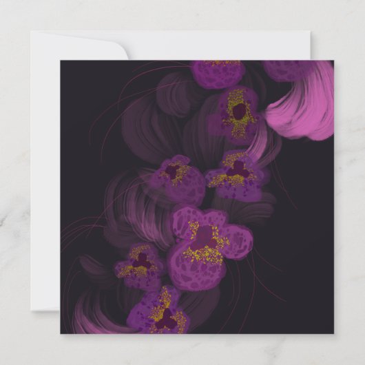 Moody Lila Orchids Petals Prosecco Brautparty Einladung (Rückseite)