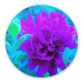 Moody Lila Peony mit Beautiful Weigela Foliage Keramikknauf (Vorderseite)