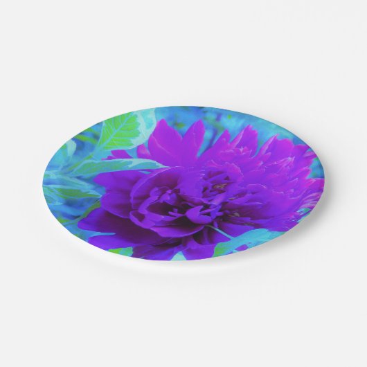 Moody Lila Peony mit Beautiful Weigela Foliage Pappteller (Schrägansicht)