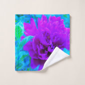 Moody Lila Peony mit schönem Foliage Badhandtuch Set (Waschlappen)