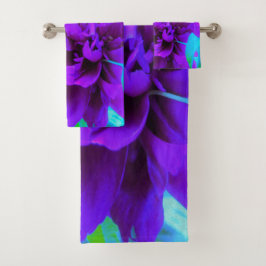 Moody Lila Peony mit schönem Foliage Badhandtuch Set