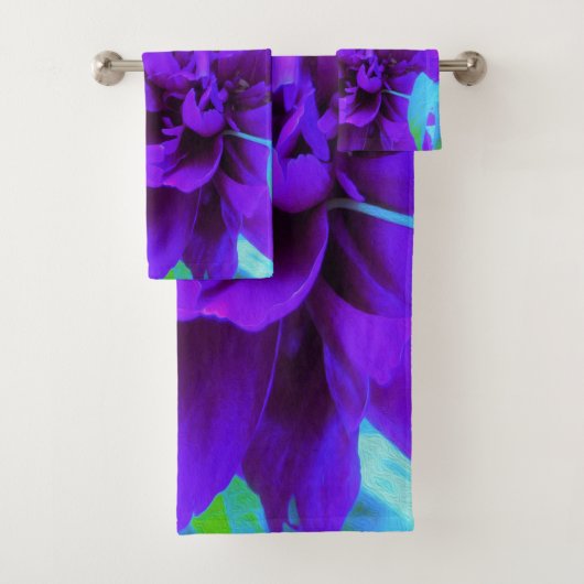 Moody Lila Peony mit schönem Foliage Badhandtuch Set (Insitu)