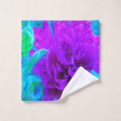 Moody Lila Peony mit schönem Foliage Badhandtuch Set (Waschlappen)