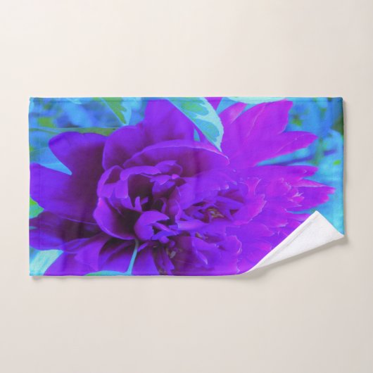 Moody Lila Peony mit schönem Foliage Badhandtuch Set (Handtuch)