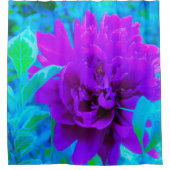 Moody Lila Peony mit schönem Foliage Duschvorhang (Vorderseite)