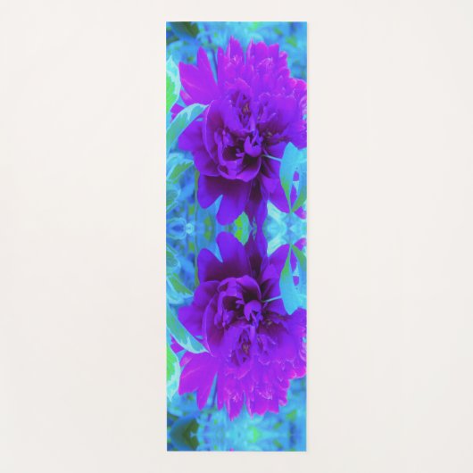 Moody Lila Peony mit schönem Foliage Yogamatte (Vorderseite)