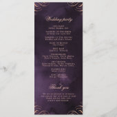 Moody lila Rose Gold Calligraphy Wedding Program Menükarte (Rückseite)
