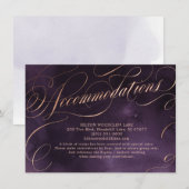 Moody lila Rose Goldkalligrafie Begleitkarte (Vorne/Hinten)