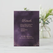 Moody lila Rose Goldkalligrafie Hochzeitsdetails Begleitkarte (Stehend Vorderseite)