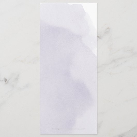 Moody lila Rose Goldkalligrafie Hochzeitsmenü Menükarte (Rückseite)