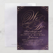 Moody lila Rose Goldkalligraphie machen wir immer  Einladung (Vorne/Hinten)