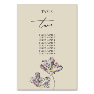 Moody Lila Tulips Wedding Tischnummer