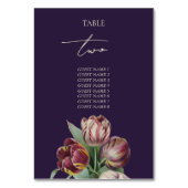Moody Lila Tulips Wedding Tischnummer (Rückseite)