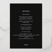 Moody Lila und Black Elegante Blumenhochzeit Folieneinladung (Rückseite)