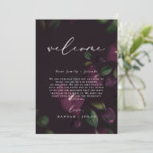 Moody Lila Wedelprogramm Willkommenskarte Einladung (Stehend Vorderseite)