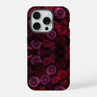 Moody Luxe 3D Burgunder Blumenhandyhülle iPhone 15 Pro Hülle