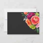Moody Luxe Floral Vibrant Pink Black Wedding RSVP Karte (Rückseite)