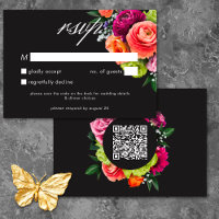Moody Luxe Floral Vibrant Pink Schwarze Hochzeit Q