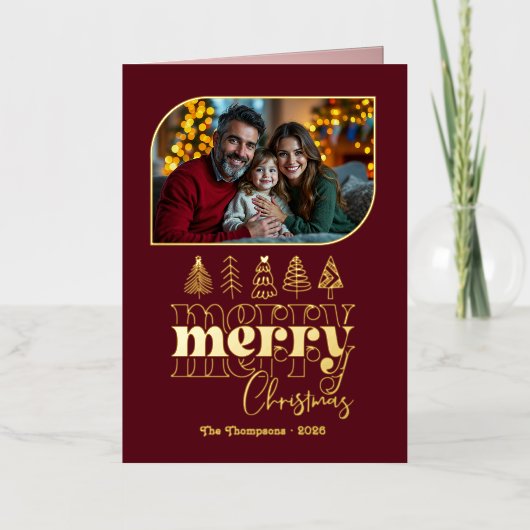 Moody Luxe Hand Drawn Frohe Weihnachts-Foto (Vorderseite)